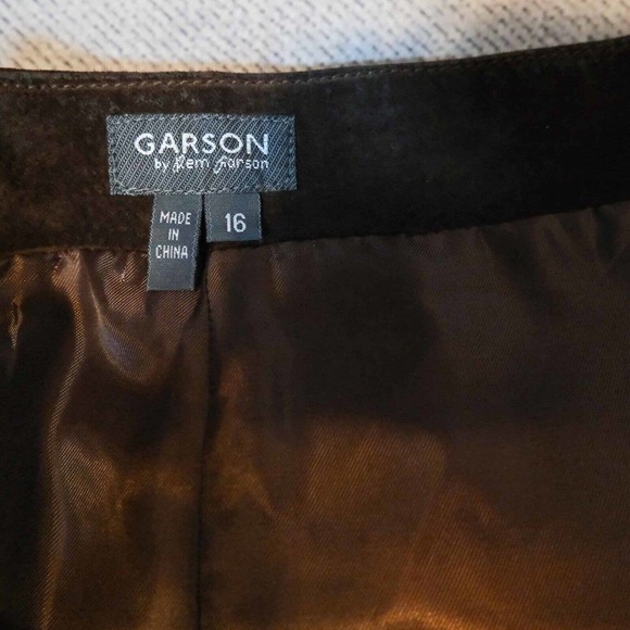 Garson Suede Womens Skirt 16 Knee Length Seems Fallcore Minimalist Casual Luxury - Picture 8 of 15
